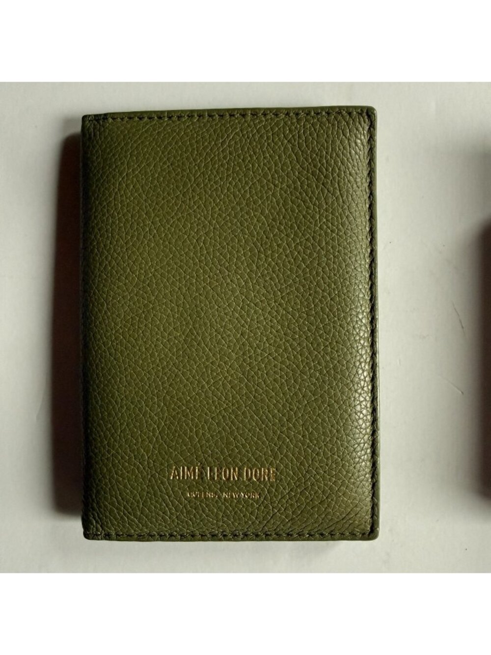 Aimé Leon Dore Leather Passport Cover Wallet in Olive Capulet Green